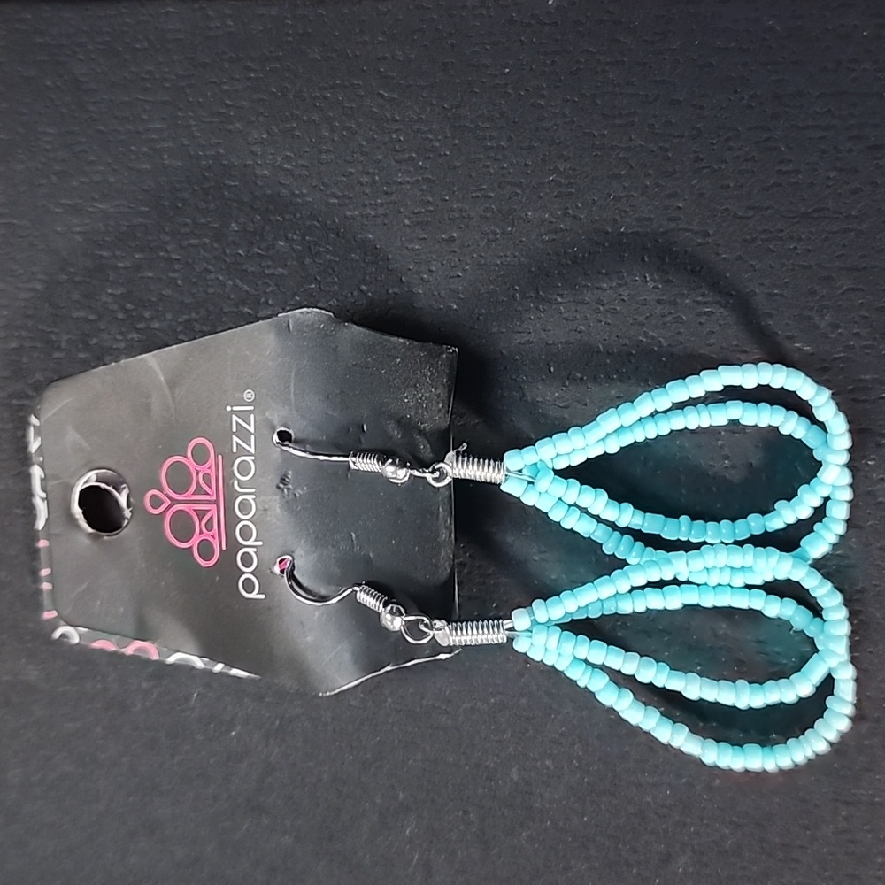 Paparazzi aqua beaded earrings